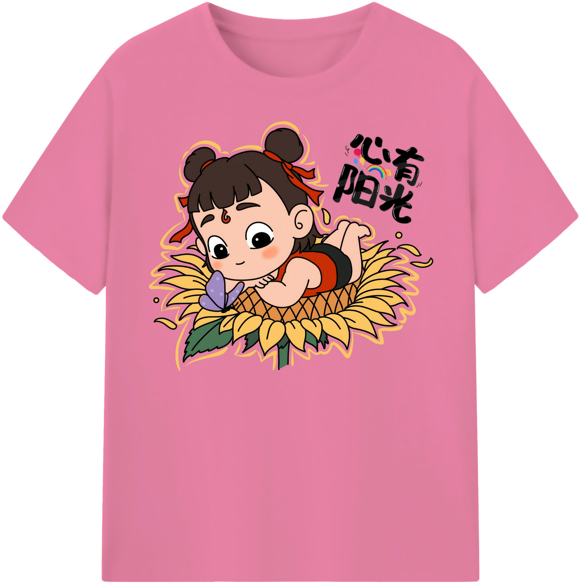 （画像用） Ne Zha 2 ナタ 魔童の大暴れ 綿100％半袖Tシャツ（フロントプリント）